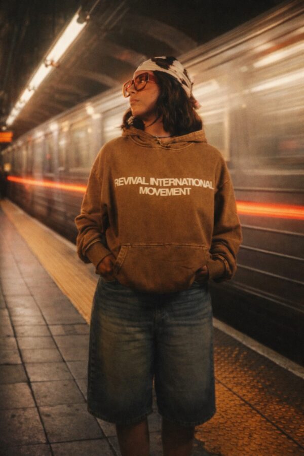 Revival movement - Hoodie marron desgastado